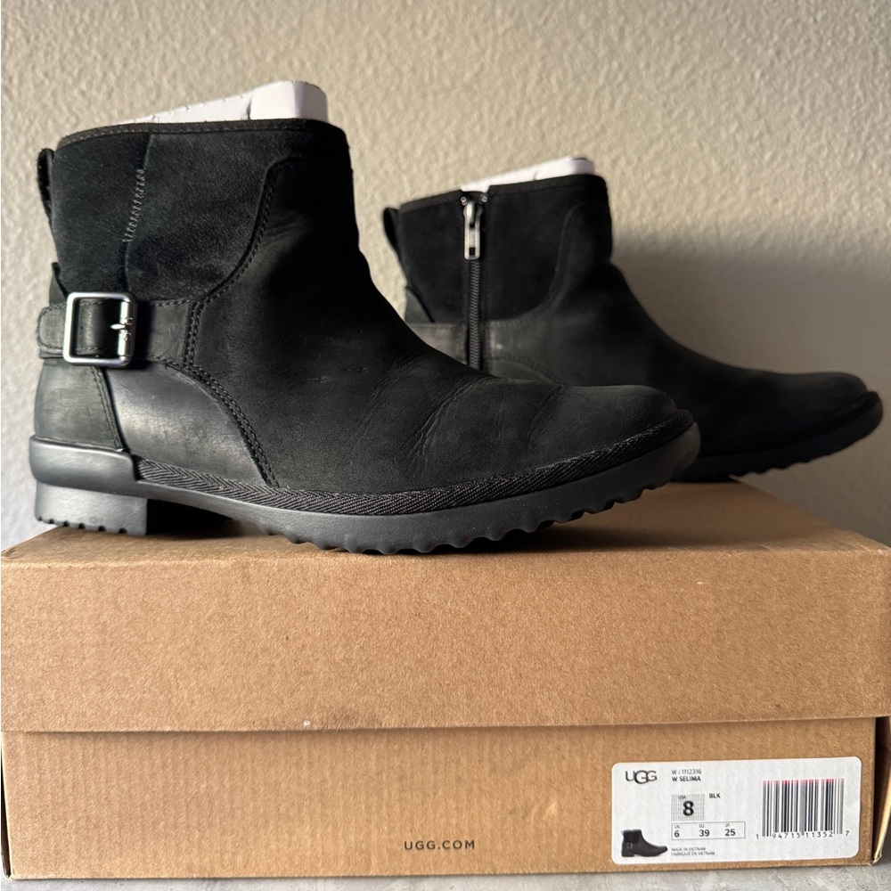 UGG Selima Women's Waterproof Black Ankle Boots with Buckle